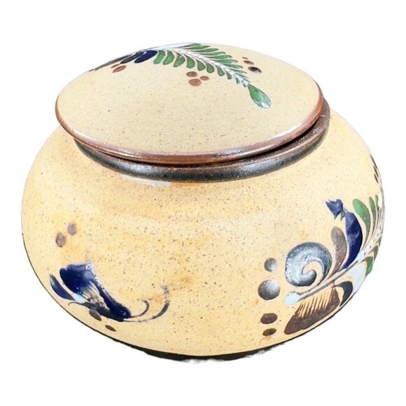 VTG Hand Painted Covered Dish Jewelry Storage Box Mexico Hand Painted Butterfly - Picture 10 of 12